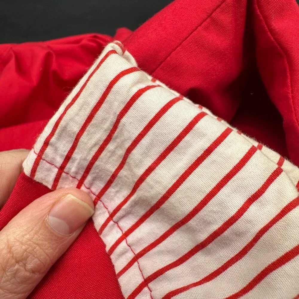 Vintage Jacket Small Herman Kay Red Detachable Hooded Stripes Long Retro 1980s - Picture 9 of 10